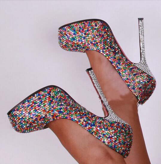 Candy Luxury Bridal Shoes Colorful Crystals Super-high Heels Wedding Shoes Sparkling Prom Shoes Nightclub Party Shoes