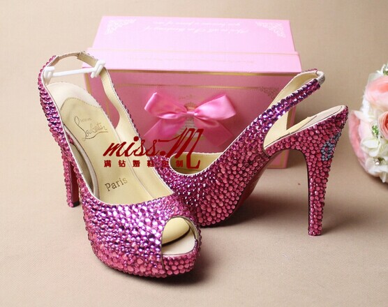 Fuchsia Rhinestone Wedding Shoes fashion Dress Shoes Party Prom Crystal Pumps Bridesmaid Shoes Bridal shoes Bling high heels
