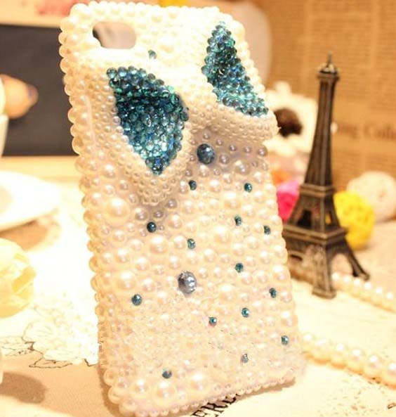 Cute Pearl Bow Diamond Hard Back Mobile Phone Case Cover Rhinestone Case Cover For Iphone 6s Case,iphone 6s Plus Case,iphone 6c Case,iphone