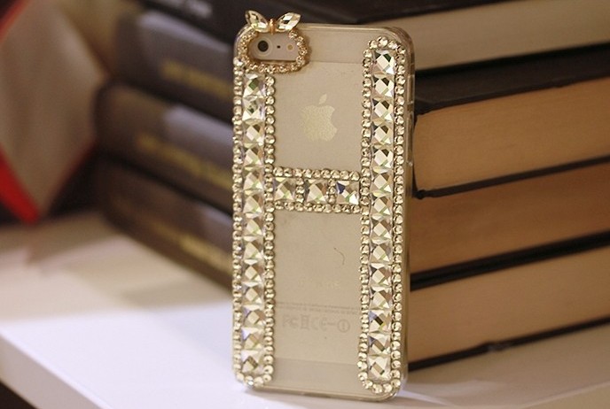 H Alphabet Diamond Hard Back Mobile Phone Case Cover Rhinestone Case Cover For Iphone 6s Case,iphone 6s Plus Case,iphone 6c Case,iphone