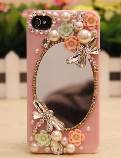 Sparkly Mirror Flowers Hard Back Mobile Phone Case Cover Rhinestone Case Cover For Iphone 6s Case,iphone 6s Plus Case,iphone 6c Case,iphone