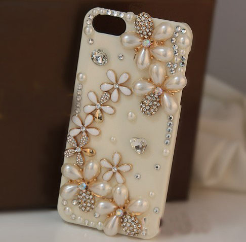 Pearl Girly Case Cover Fresh And Flowers Diamond Hard Back Mobile Phone Case Cover Rhinestone Case Cover For Iphone 6s Case,iphone 6s Plus