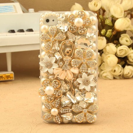 Luxury Flowers Crystal Ballet Girl Diamond Hard Back Mobile Phone Case Cover Rhinestone Case Cover For Iphone 6s Plus Case,iphone 6c Case,samsung