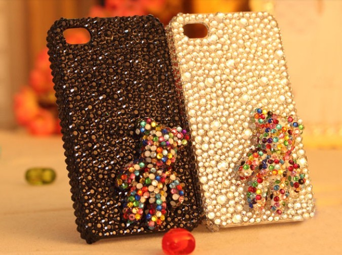 6c 6s Plus Fashion Bear Diamond Hard Back Mobile Phone Case Cover Sparkly Rhinestone Case Cover For Iphone 4 4s 5 7plus 5s 6 6 Plus Samsung