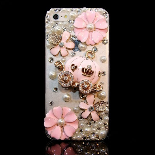 6c 6s plus 2015 HOT ! Handmade pink Pumpkin flowers Hard Back Mobile phone Case Cover Rhinestone girly Case Cover for iPhone 4 4s 5 7plus 5s 6 6 plus Samsung galaxy s7 s4 s5 s6 note10 4