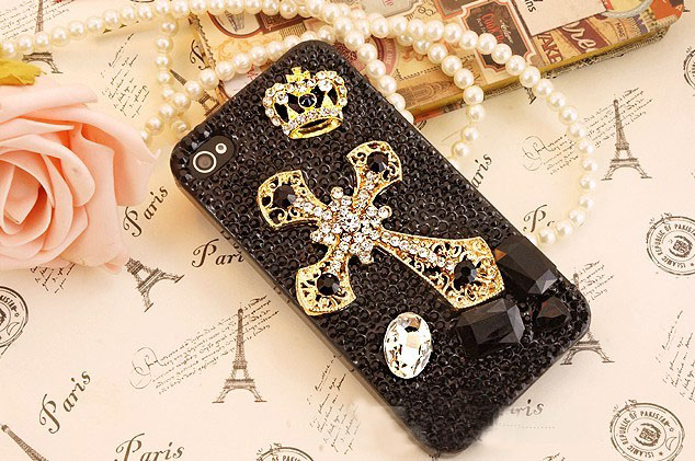 6c 6s Plus Crowne Cross Hard Back Mobile Phone Case Cover Bling Black Crystal Rhinestone Case Cover For Iphone 4 4s 5 7 5s 6 6 Plus Samsung
