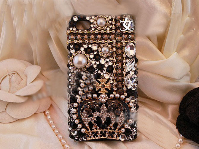 6s Plus 6c Luxury Diamond Crowne Pearl Hard Back Mobile Phone Case Cover Girly Rhinestone Case Cover For Iphone 4 4s 5 7 5s 6 6 Plus Samsung
