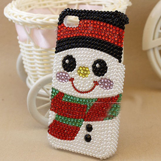 6c 6s Plus Christmas Snowman Diamond Hard Back Mobile Phone Case Cover Bling Rhinestone Case Cover For Iphone 4 4s 5 7 5s 6 6 Plus Samsung Galaxy
