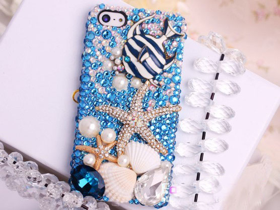 6c 6s Plus Starfish Rhinestones Hard Back Mobile Phone Case Cover Sparkly Case Cover For Iphone 4 4s 5 7 5s 6 6 Plus Samsung Galaxy S7 S4 S5 S6