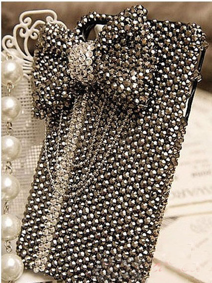 6s Plus 6c Black Crystal Bow Diamond Hard Back Mobile Phone Case Cover Sparkly Girly Case Cover For Iphone 4 4s 5 7plus 5s 6 6 Plus Samsung
