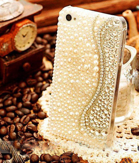 6s Plus 6c Pearl Diamond Hard Back Mobile Phone Case Cover Bling Girly Rhinestone Case Cover For Iphone 4 4s 5 7plus 5s 6 6 Plus Samsung Galaxy