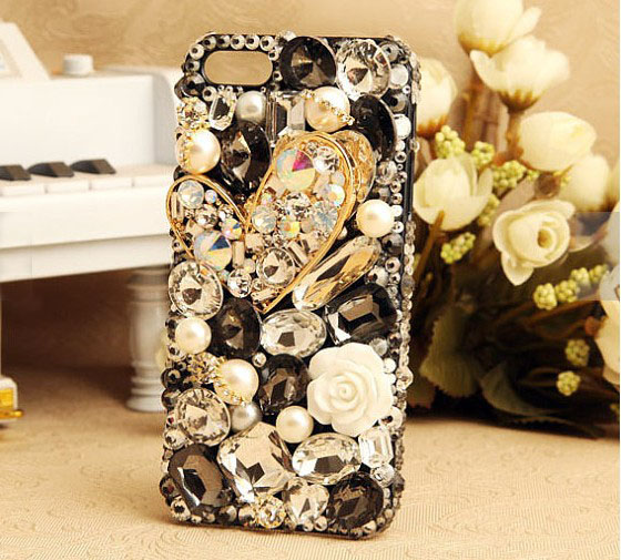 6s Plus 6c Pearl Rhinestone Floral Love Hard Back Mobile Phone Case Cover Bling Case Cover For Iphone 4 4s 5 7plus 5s 6 6 Plus Samsung Galaxy S7