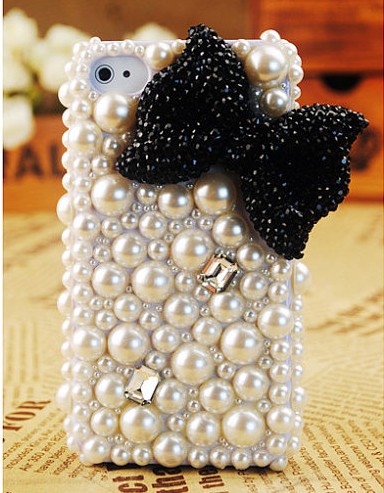 6s Plus 6c Cute Bow Pearl Diamond Hard Back Mobile Phone Case Cover Bling Girly Rhinestone Case Cover For Iphone 4 4s 5 7 5s 6 6 Plus Samsung
