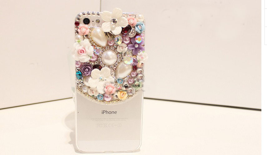 6s Plus 6c Floral Pearl Diamond Hard Back Mobile Phone Case Cover Bling Girly Rhinestone Case Cover For Iphone 4 4s 5 7 5s 6 6 Plus Samsung