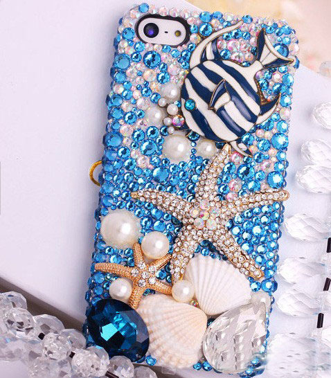 6s Plus 6c Starfish Rhinestone Hard Back Mobile Phone Case Cover Sparkly Crystal Case Cover For Iphone 4 4s 5 7plus 5s 6 6 Plus Samsung Galaxy S7