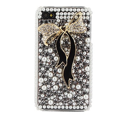 6s Plus 6c Luxury Bow Pearl Diamond Hard Back Mobile Phone Case Cover Bling Girly Rhinestone Case Cover For Iphone 4 4s 5 7 5s 6 6 Plus Samsung