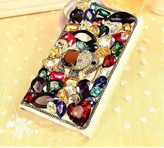 6s Plus 6c Muticolored Rhinestone Hard Back Mobile Phone Case Cover Bling Elephant Leather Case Cover For Iphone 4 4s 5 7 5s 6 6 Plus Samsung