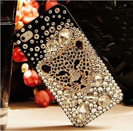 6s Plus 6c Sparkly Leopard Head Diamond Hard Back Mobile Phone Case Cover Bling Handmade Crystal Case Cover For Iphone 4 4s 5 7 5s 6 6 Plus