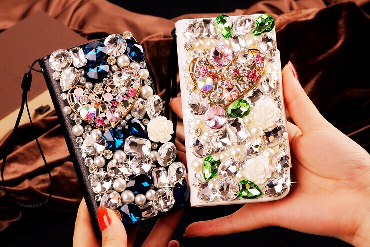 6s Plus 6c Luxury Floral Rhinestone Hard Back Mobile Phone Case Cover Bling Leather Case Cover For Iphone 4 4s 5 7plus 5s 6 6 Plus Samsung Galaxy