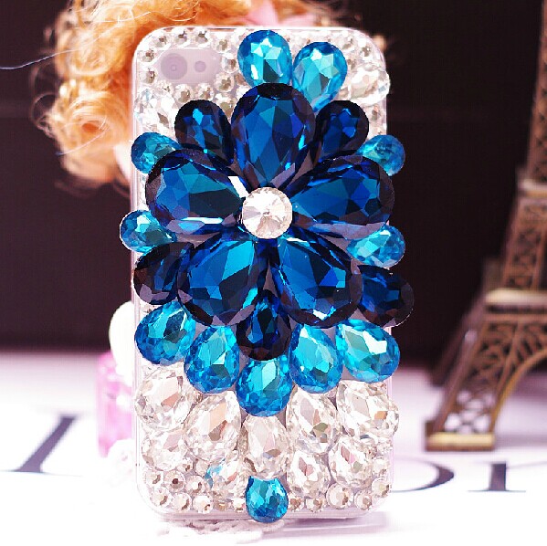 6s Plus 6c Shiny Blue Diamond Hard Back Mobile Phone Case Cover Bling Handmade Crystal Case Cover For Iphone 4 4s 5 7 5s 6 6 Plus Samsung Galaxy