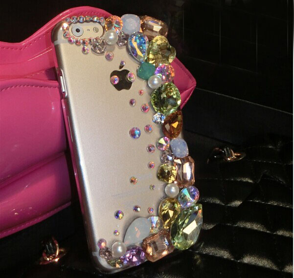6s Plus 6c Muticolored Rhinestone Hard Back Mobile Phone Case Cover Bling Handmade Crystal Case Cover For Iphone 4 4s 5 7plus 5s 6 6 Plus Samsung