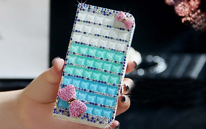 6c 6s plus Bow Rhinestone Hard Back Mobile phone Case Cover bling leather Case Cover for iPhone 4 4s 5 7plus 5s 6 6 plus Samsung galaxy s7 s4 s5 s6 note8.0 4