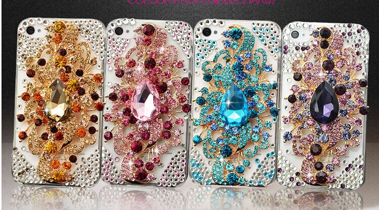6c 6s Plus Peacock Rhinestone Hard Back Mobile Phone Case Cover Bling Handmade Crystal Case Cover For Iphone 4 4s 5 7plus 5s 6 6 Plus Samsung