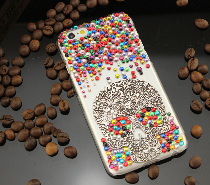 6c 6s Plus Skull Colorful Rhinestone Hard Back Mobile Phone Case Cover Bling Handmade Crystal Case Cover For Iphone 4 4s 5 7 5s 6 6 Plus Samsung