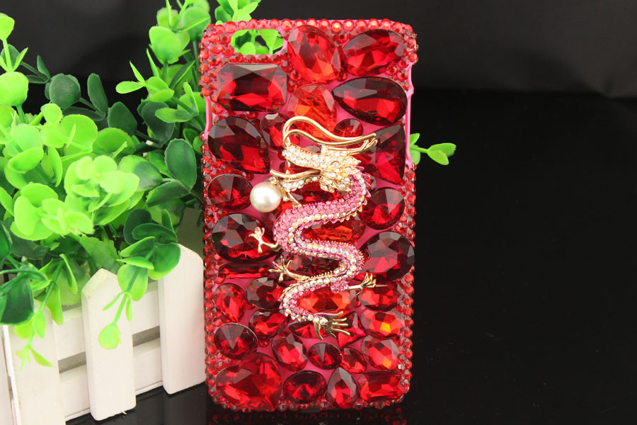 6c 6s Plus Red Dragon Rhinestone Hard Back Mobile Phone Case Cover Bling Handmade Crystal Case Cover For Iphone 4 4s 5 7 5s 6 6 Plus Samsung
