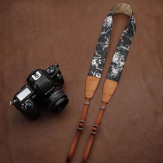 Black floral jeans printing comfortable camera strap Neck Strap elastic carrying a classic for canon nikon sony