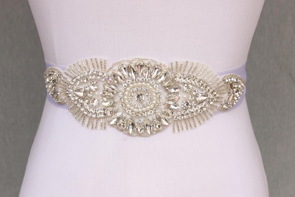 Upscale Shiny Crystal Rhinestone Pearl Czech Stones Formal Wedding Dress Belt Handmade Stunning Bridal Sash