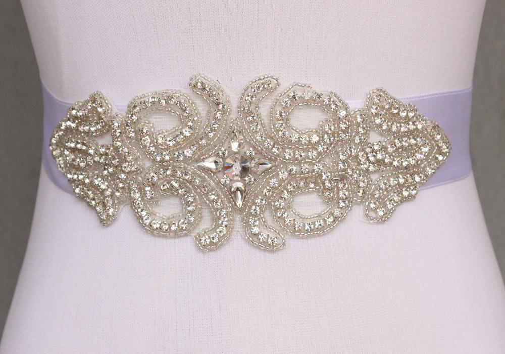 Handmade luxury Crystal Rhinestone Czech Stones Beaded Wedding Bridal Sash Belt 