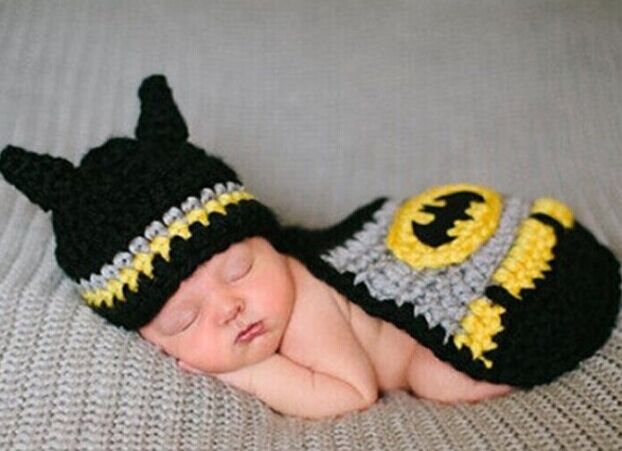 Batman Hand knitted wool clothes photo prop one hundred days newborn baby photography baby clothes joker pictures clothes
