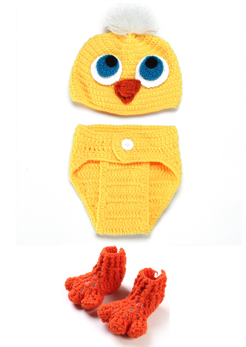 Ducklings three-piece Hand knitted wool clothes photo prop one hundred days newborn baby photography baby clothes joker pictures clothes
