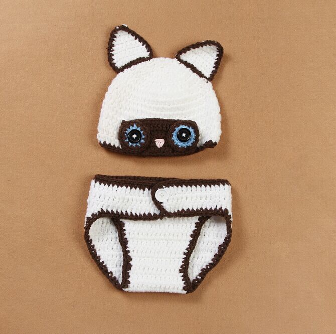White Fox Hand Knitted Wool Clothes Photo Prop One Hundred Days Newborn Baby Photography Baby Clothes Joker Pictures Clothes