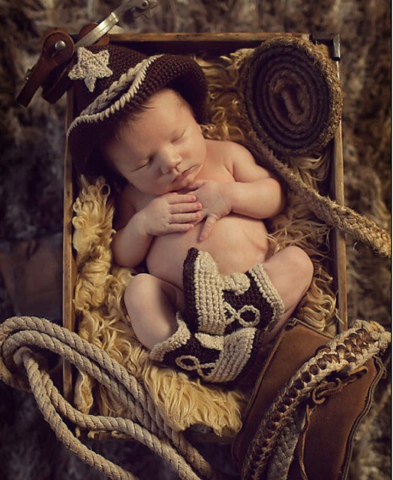 Cowboy Hats Suit Hand Knitted Wool Clothes Photo Prop One Hundred Days Newborn Baby Photography Gray Baby Clothes Joker Pictures Clothes