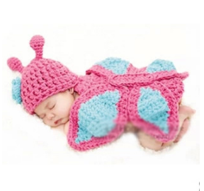 Butterfly Hand knitted wool clothes photo prop one hundred days newborn baby photography baby clothes joker pictures clothes