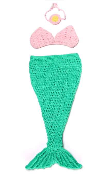 Mermaid Hand knitted wool clothes photo prop one hundred days newborn baby photography baby clothes joker pictures clothes