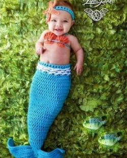 Three-piece mermaid Hand knitted wool clothes photo prop one hundred days newborn baby photography baby clothes joker pictures clothes