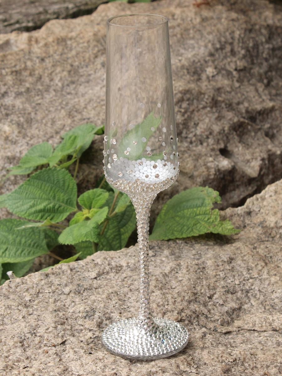 Bling Crystal champagne flutes a pair with crystal base and moving crystal stem red wine toasting glass