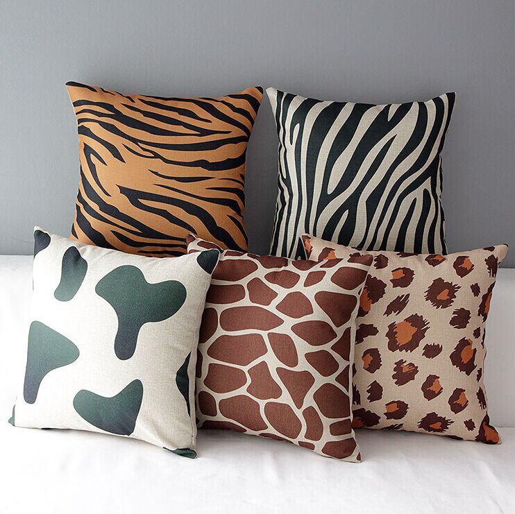 High Quality 5 pcs a set Animal patterns Cotton Linen Home Accesorries soft Comfortable Pillow Cover Cushion Cover 45cmx45cm