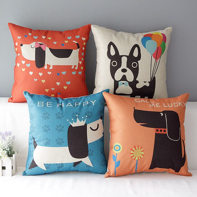 High Quality 4 pcs a set dog Cotton Linen Home Accesorries soft Comfortable Pillow Cover Cushion Cover 45cmx45cm