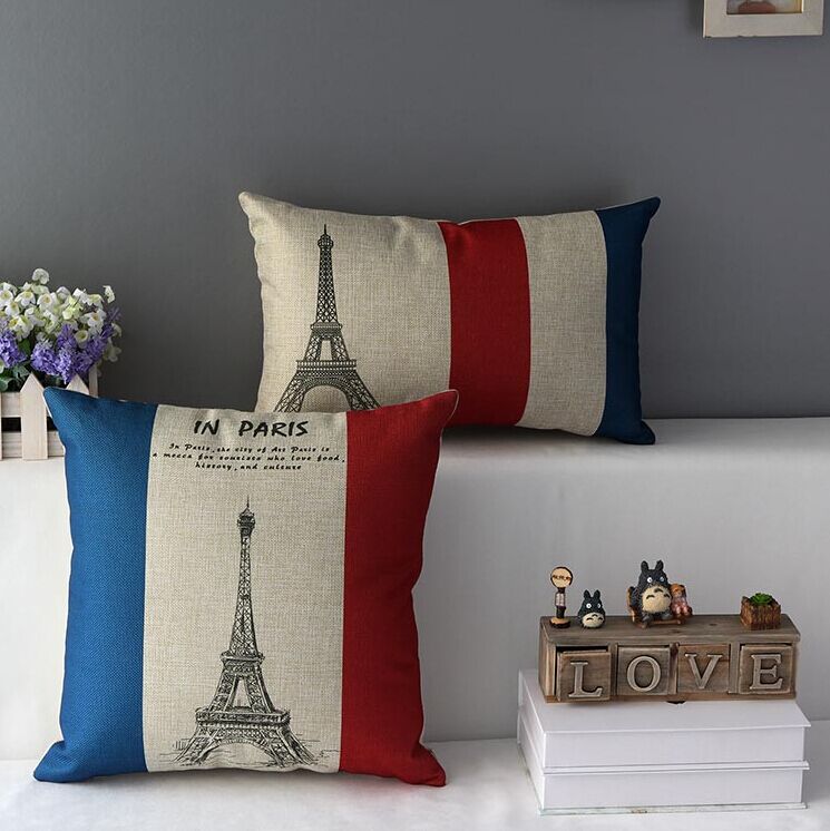 High Quality 2 Pcs A Set Transmission Tower Cotton Linen Home Accesorries Soft Comfortable Pillow Cover Cushion Cover 45cmx45cm