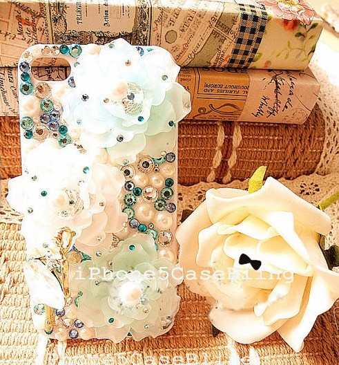 Iphone 5/5s/6/6s Plus/7plus Galaxy S5 Pretty Flowers Diamond Phone Cases Samsung Protective Case Girly Phone Cover Accept Oem Order