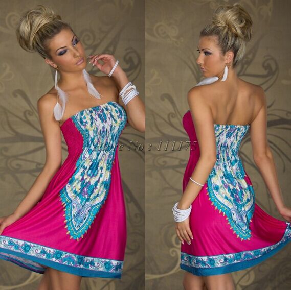 Style Sexy Bohemian Summer Beach Dress Wrapped Chest Waist Milk Silk Dress Europe And Foreign Trade Dress Wholesale