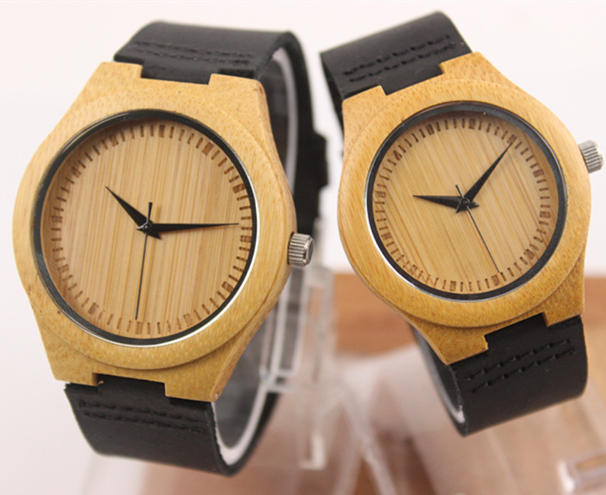 Fashion lovers bamboo table really belt watch simple couple watches