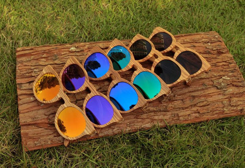 New handmade zebra wood sunglasses bamboo elliptic polarized sunglasses coating