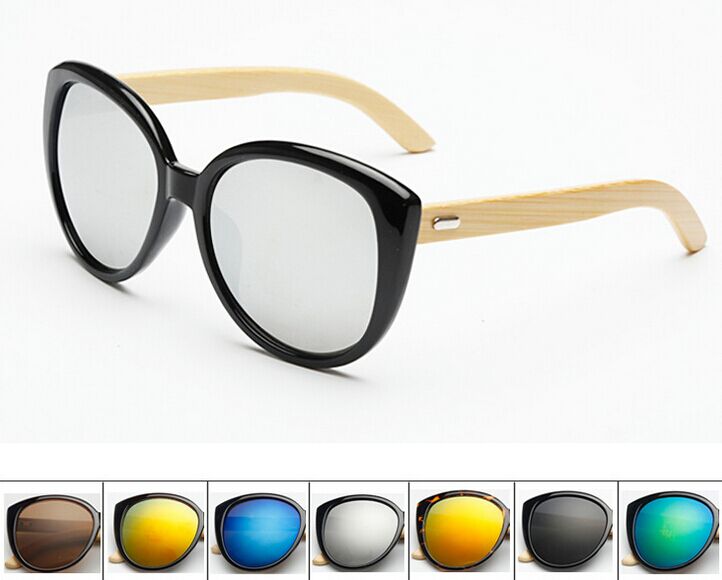 Oval frame glasses handmade natural bamboo leg sunglasses UV400 retro glasses