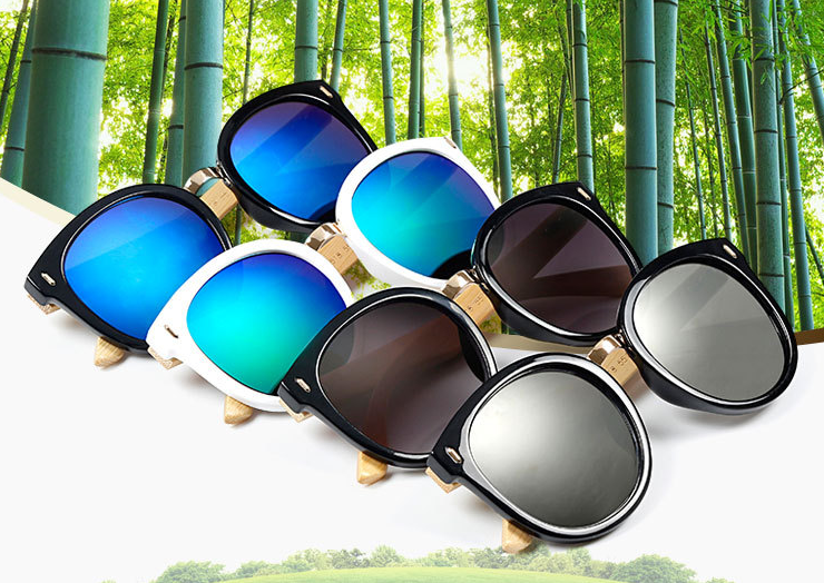Round Retro Sunglasses Coating Sunglasses Fishing Glasses Bamboo Leg Sunglasses Uv400