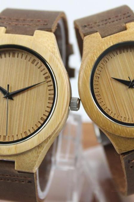 Fashion lovers bamboo table casual business really belt watch simple couple watches